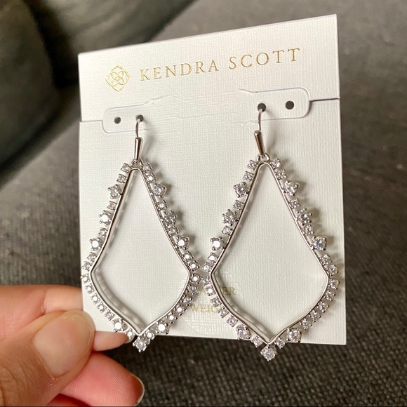 [SOLD] Sophee Crystal Drop Earrings Silver - Picture 2 of 4